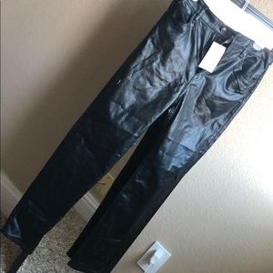 Black stretchy pants faux leather